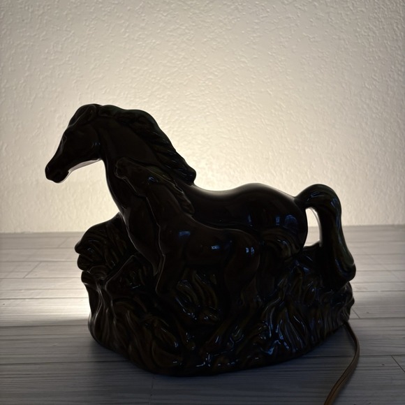 Vintage MCM Horse And Foal Lamp Light Ceramic Brown Works Read Description - Picture 4 of 10